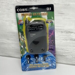 Vintage Coby Cx-6 Pocket AM FM Radio Slim‎ Compact With Earphones NEW Sealed